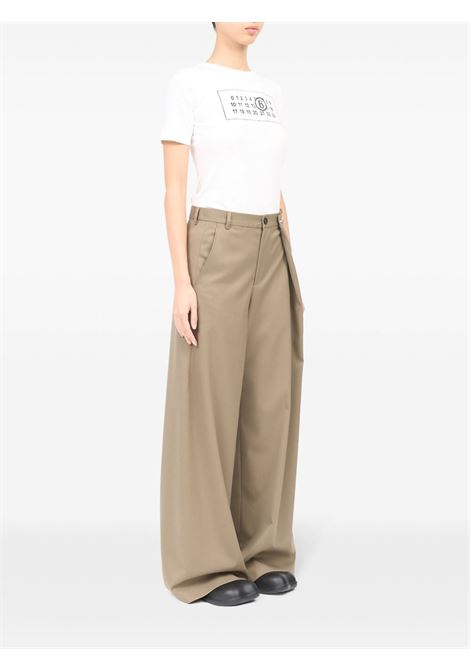 Pantaloni sartoriali a gamba ampia in beige di MM6 Maison Margiela - donna MM6 MAISON MARGIELA | S52KA0513S47848741